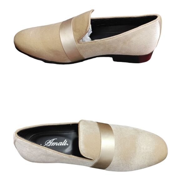 MEN'S AMALI VELVET SLIP ON DESIGNER TUXEDO LOAFER WITH EMBOSSED PAISLEY PATTERN. - Picture 2 of 7